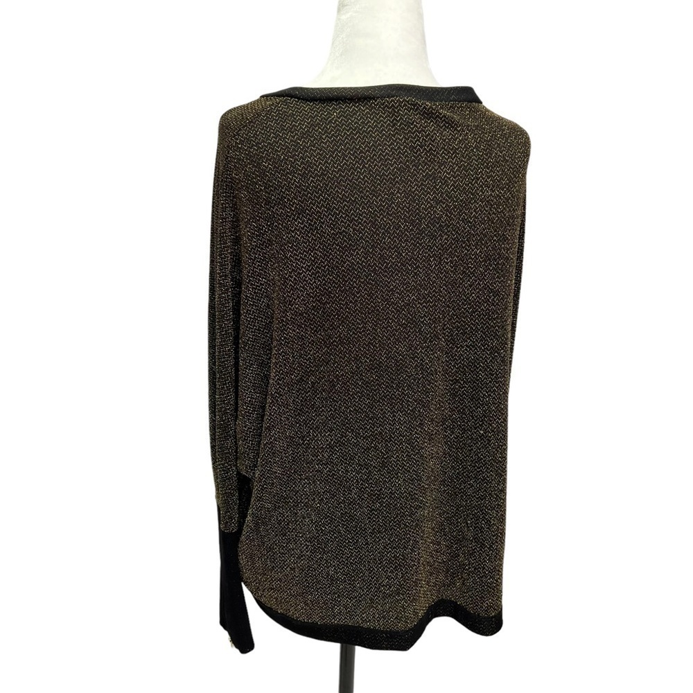 Frank Lyman Gold Metallic Batwing Top Zipper Cuffs Size S/M - Picture 10 of 11